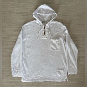 Cotton Natural Tuscan white Peruvian cotton long sleeve hoodie shirt men’s M